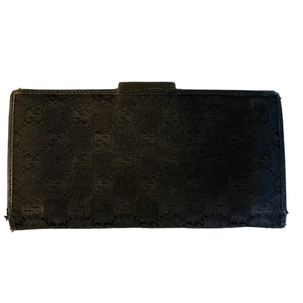 Gucci Black Signature GG Horsebit Buckle Wallet